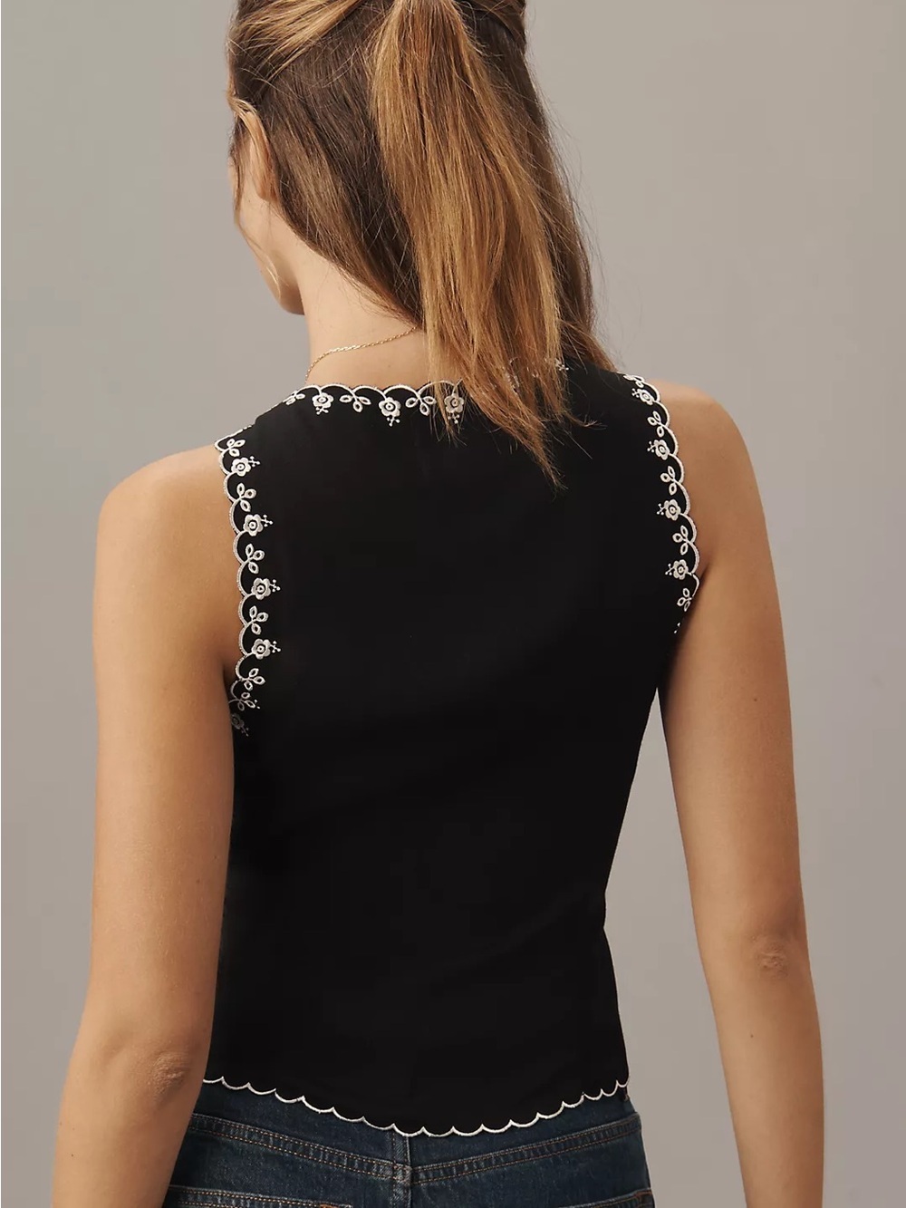 NWT Reformation Marlena Floral Trim Top Black White 4 - Picture 3 of 7
